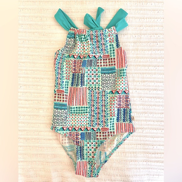 Floatimini Patchwork One Piece Swimsuit. Multi color. Great condition. Size 7/8. - Picture 1 of 3